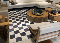 Two Tone Linha Block Cowhide Patchwork Rug