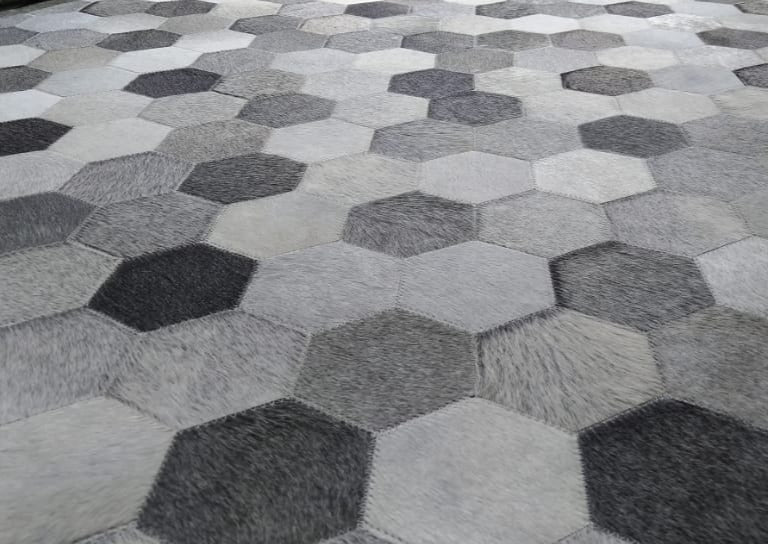 Grey Diamond Cowhide Patchwork Rug