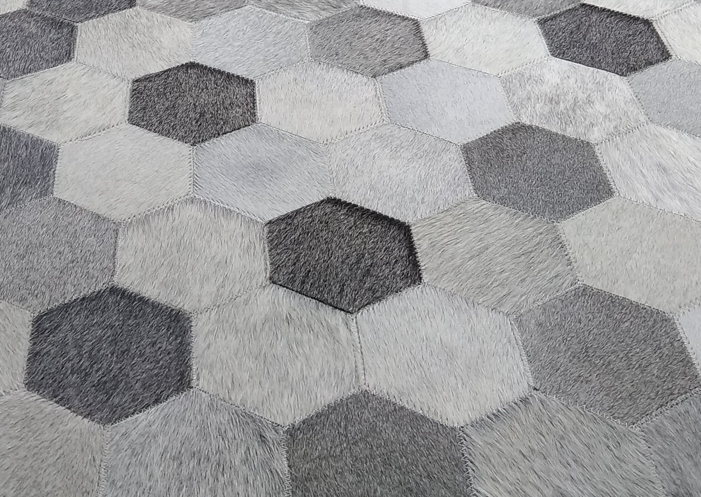 Grey Diamond Cowhide Patchwork Rug