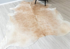 Beige And White Cowhide Rug (Size: 260 X 240 CM) CHR2399