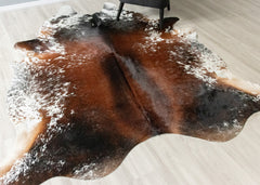 (Rare) Salt Pepper Tri-Color Cowhide Rug (Size: 240 X 210 CM) CHR2414
