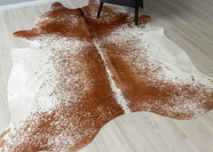 (Rare) Salt Pepper Brown & White Cowhide Rug (Size: 230 X 210 CM) CHR2415