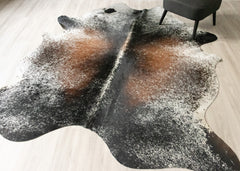 (Rare) Salt Pepper Tri-Color Cowhide Rug (Size: 270 X 230 CM) CHR2430