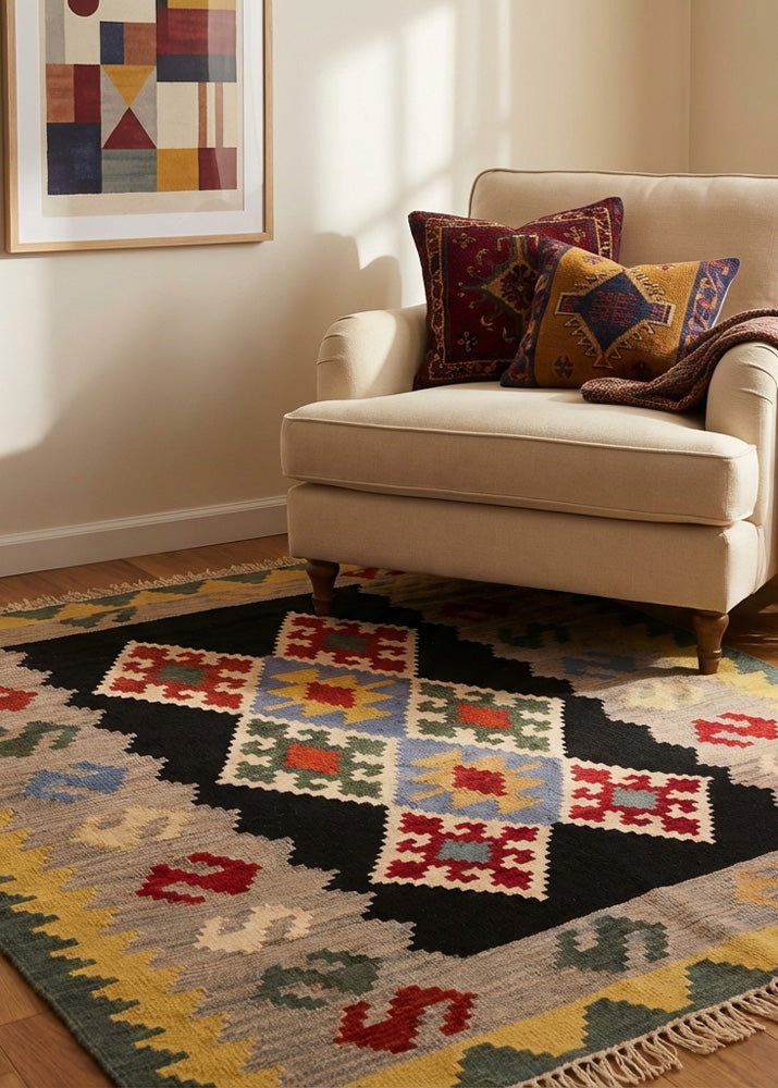 Diamond Floral – Traditional Wool Kilim Rug in Australia