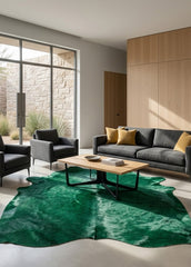 Dyed Emerald Green Cowhide Rug