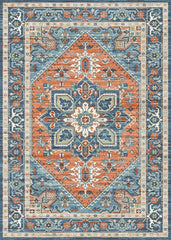 Orange And Blue Vintage Area Rug