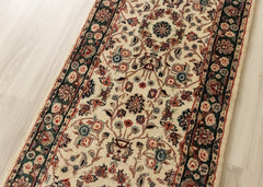 Authentic Wool Hand-Knotted Floral Hallway Runner Rug – 76 x 260 CM