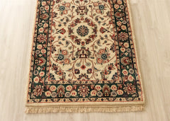 Authentic Wool Hand-Knotted Floral Hallway Runner Rug – 76 x 260 CM