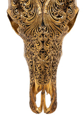 Authentic Antique Gold Hand Carved Buffalo Skull