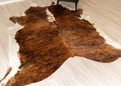 Medium White Spine Belly Brindle Cowhide Rug (Size: 240 X 210 CM) CHR1904