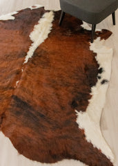 Dark White Spine Belly Brindle Cowhide Rug (Size: 210 X 180 CM) CHR1895