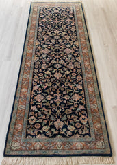 Oriental Agra Hand-Knotted Wool Hallway Runner Rug – 87 x 240 cm