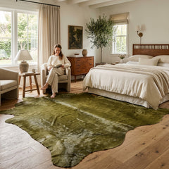 Dyed Olive Green Cowhide Rug