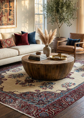 Vintage Hand-Knotted Distressed Turkish Rug