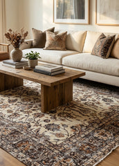 Vintage Hand-Knotted Distressed Turkish Rug