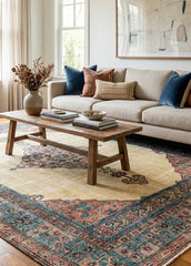 Vintage Hand-Knotted Distressed Turkish Rug