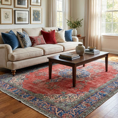 Vintage Hand-Knotted Distressed Turkish Rug