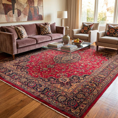 Signed Vintage Mashad Hand-Knotted Wool Persian Rug (Size: 300 X 380 CM)