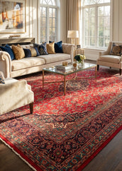 Vintage Mashad Hand-Knotted Wool Persian Rug (Size: 290 X 400 CM)