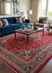 Vintage Mashad Hand-Knotted Wool Persian Rug (Size: 295 X 375 CM)
