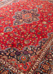 Vintage Mashad Hand-Knotted Wool Persian Rug (Size: 280 X 390 CM)