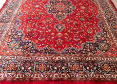 Vintage Mashad Hand-Knotted Wool Persian Rug (Size: 280 X 390 CM)