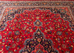 Vintage Mashad Hand-Knotted Wool Persian Rug (Size: 280 X 390 CM)