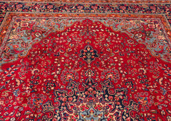 Vintage Sabzevar Hand-Knotted Wool Persian Rug (Size: 300 X 380 CM)