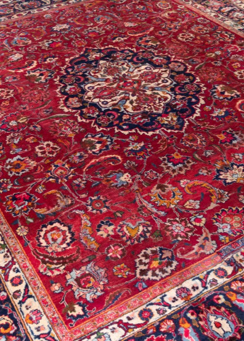 Vintage Mashad Hand-Knotted Wool Persian Rug (Size: 300 X 340 CM)