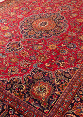Signed Vintage Mashad Hand-Knotted Wool Persian Rug (Size: 285 X 390 CM)