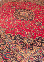 Signed Vintage Mashad Hand-Knotted Wool Persian Rug (Size: 300 X 380 CM)