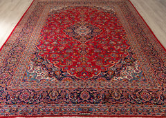 Signed Vintage Kashan Hand-Knotted Wool Persian Rug (Size: 270 X 346 CM)