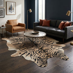 Genuine Brazilian cowhide rug with premium tiger print design