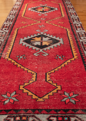 Vintage Turkish Hand- Knotted Wool Runner Rug