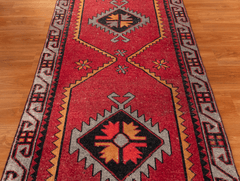 Vintage Turkish Hand- Knotted Wool Runner Rug
