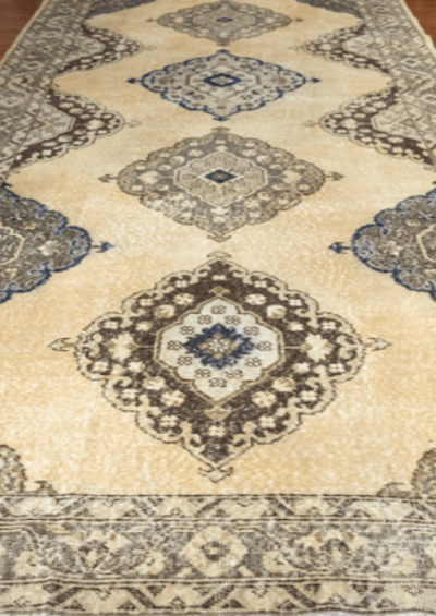 Vintage Turkish Hand- Knotted Wool Runner Rug