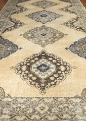 Vintage Turkish Hand- Knotted Wool Runner Rug