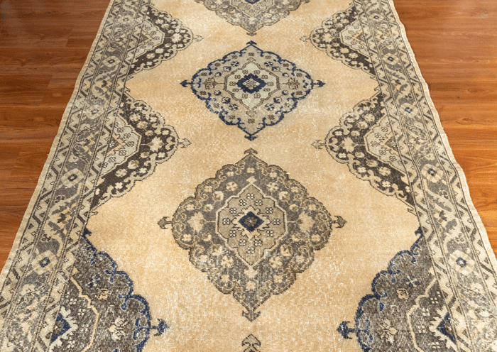 Vintage Turkish Hand- Knotted Wool Runner Rug