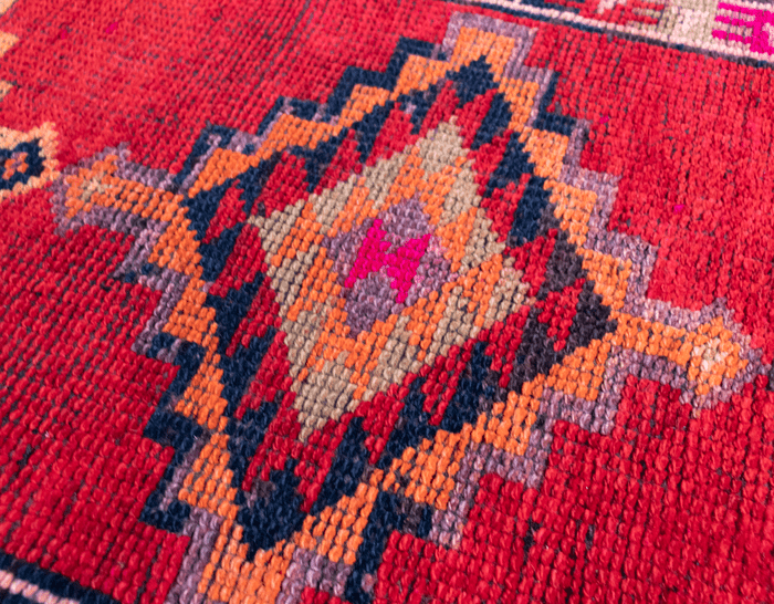 Vintage Turkish Hand- Knotted Wool Runner Rug