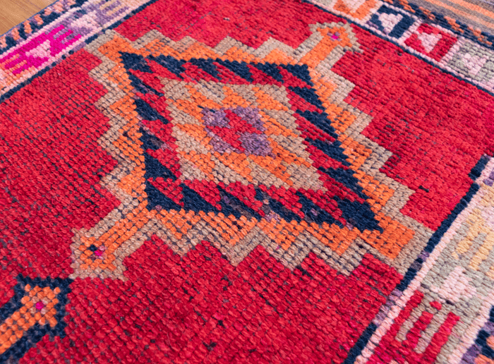 Vintage Turkish Hand- Knotted Wool Runner Rug