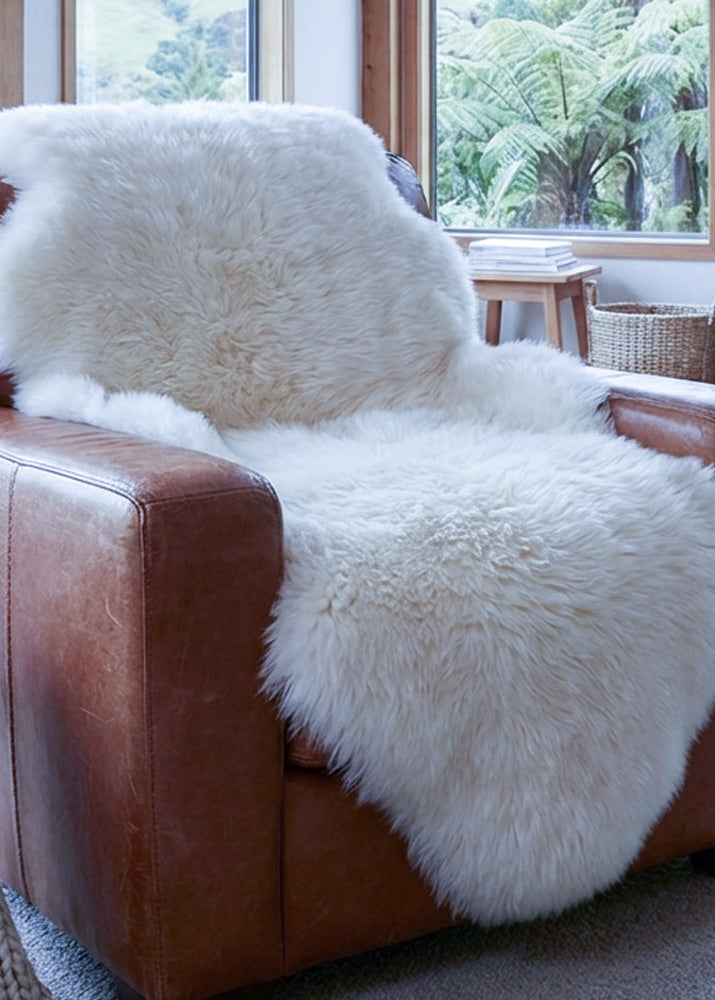 one and half natural white sheepskin rug