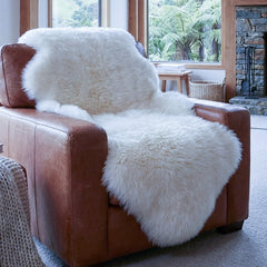 one and half natural white sheepskin rug