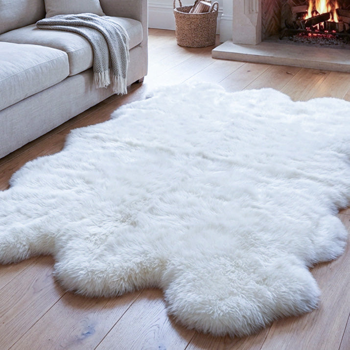 sexto natural white sheepskin rug