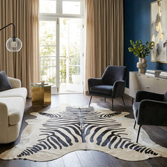 Zebra Printed Cowhide Rug (Size: 230 x 210 CM)