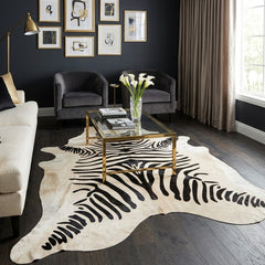 Zebra Printed Cowhide Rug (Size: 230 x 210 CM)