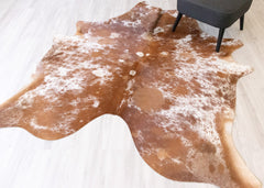 Salt Pepper Brown & White Cowhide Rug (Size: 210 X 190 CM) CHR2168