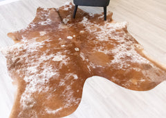 Salt Pepper Brown & White Cowhide Rug (Size: 210 X 190 CM) CHR2168