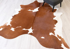 Brown And White Cowhide Rug (Size: 230 X 200 CM) CHR2173