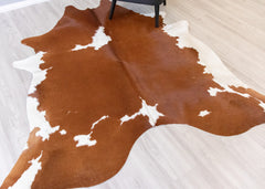 Brown And White Cowhide Rug (Size: 230 X 200 CM) CHR2173