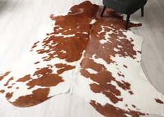 Brown And White Cowhide Rug (Size: 240 X 210 CM) CHR2737